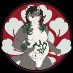 asian_clothing belly blush clothing east_asian_clothing fundoshi japanese_clothing male markings slightly_chubby solo underwear therasis sinhue_zarahastra canid canine mammal 1:1 alpha_channel hi_res