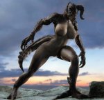 3d_(artwork) anthro bethesda_softworks big_breasts breasts claws deathclaw digital_media_(artwork) fallout female genitals hi_res horn microsoft nipples non-mammal_breasts nude outside pose pussy robinasplind1 scalie sky solo source_filmmaker standing thick_thighs wide_hips
