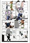 anthro bear_hand butt canid canine clothed clothing color_edit colored comic disney english_text female fox group hi_res ireading62 judy_hopps lagomorph leporid male mammal nick_wilde pawtsun police police_uniform rabbit red_fox short_stack spats text third-party_edit true_fox uniform zootopia