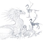 ambiguous_gender feathered_wings feathers feral group solo trio wings nukerooster mythology dragon feathered_dragon feathered_scalie mythological_creature mythological_scalie scalie 1:1 2022 digital_media_(artwork) hi_res multiple_images