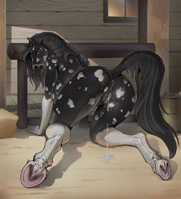 after_sex all_fours anatomically_correct anatomically_correct_anus anatomically_correct_genitalia anatomically_correct_vulva animal_genitalia animal_vulva anthro anus big_breasts biped black_body black_mane black_tail blue_eyes bodily_fluids breasts butt cloven_hooves cum cum_drip cum_in_vagina cum_inside detailed_background dock_(anatomy) dripping equine_anus equine_genitalia equine_vulva eyebrows female female_anthro fur genital_fluids genitals gloves_(marking) grey_anus grey_vulva hooves leg_markings looking_at_viewer looking_back looking_back_at_viewer mane markings multicolored_body nude open_mouth puffy_anus raised_tail socks_(marking) solo tail tail_anus tail_aside thick_thighs three-quarter_view tongue tongue_out unguligrade vulva white_body white_fur silgiriya_mantsugosi salera_(jmsdf) equid equine horse mammal 2025 digital_media_(artwork) hi_res