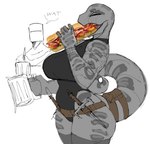 accessory anthro armor bag beer_stein belt beverage big_breasts breasts clothing container cup duo eating eyes_closed female food food_fetish furgonomics grey_body grey_scales headgear helmet knight legwear leotard male markings melee_weapon mug open_mouth sai_(weapon) sandwich_(food) scales solo_focus stein submarine_sandwich suggestive suggestive_food tail tail_accessory tail_bag tail_belt thigh_highs thigh_stockings warrior weapon spookyboi sandwich_censorship reptile scalie absurd_res digital_media_(artwork) hi_res meme mixed_media photography_(artwork) sketch