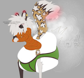 ambiguous_gender anthro colorless_fart_cloud diaper fart feces group soiled_diaper soiling tail_blush text trio unclean_diaper used_diaper crybabybluberry african_wild_dog avian bird canid canine deer mammal english_text hi_res
