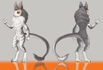 4_fingers 4_toes crotch_tuft digitigrade ear_tuft feet fingers fur grey_body grey_fur horizontal_pupils male mane multicolored_body multicolored_fur orange_eyes pupils smile solo tail toes tuft two_tone_body two_tone_fur white_body white_fur huehuerhuest the_nature_of_predators corsac_(corsacfox) alien skalgan_(the_nature_of_predators) venlil_(the_nature_of_predators) absurd_res hi_res