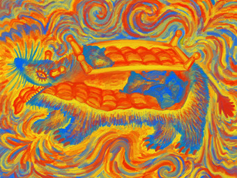 abstract_art ambiguous_gender claws eyelashes feral fur pillow solo tongue whiskers x-ray_view ink-the-artist american_opossum mammal marsupial 2025 hi_res