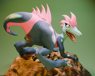 animal_genitalia blue_body butt claws cloaca egg female feral genitals green_background green_claws green_pupils nest open_mouth oviposition pink_body pupils raised_tail sharp_teeth simple_background slit_pupils solo spines tail teeth toe_claws yellow_eyes heartlessangel3d fossil_fighters duna_nichs dinosaur prehistoric_species reptile scalie 2026 3d_(artwork) blender_(artwork) digital_media_(artwork) hi_res