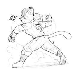 anthro ball baseball_(ball) baseball_(sport) baseball_cap baseball_glove baseball_uniform bottomwear cleats clothed clothed_anthro clothed_female clothing dust eyelashes female female_anthro footwear fur hat headgear headwear mouth_closed pants shirt shoes side_view simple_background socks solo sport sportswear tail topwear uniform white_background conditional_dnp sonokido ventura_city_drifters alina_scratch domestic_cat felid feline felis mammal russian_blue 2021 full-length_portrait hi_res monochrome portrait sketch