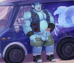 balls belly blue_balls blue_body blue_eyebrows blue_hair blue_penis blue_skin clothed clothing eyebrows genital_piercing genitals glans hair humanoid_genitalia humanoid_penis humanoid_pointy_ears male masturbation musclegut muscular muscular_humanoid muscular_male not_furry overweight overweight_humanoid overweight_male penile penile_masturbation penis penis_piercing piercing pointy_ears solo teeth tongue barmaku disney onward_(2020) pixar barley_lightfoot elf humanoid absurd_res hi_res