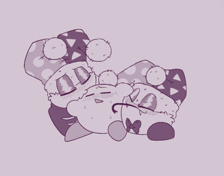 :3 after_sex ambiguous_gender armless biped blush blush_lines bodily_fluids bow_tie clone clothing eyes_closed fangs fool's_hat forked_tongue fur group hat headgear headwear kissing licking licking_another licking_partner long_tongue sweat sweatdrop teeth tongue trio ariarik_o0 kirby_(series) nintendo kirby marx_(kirby) waddling_head 2024 digital_drawing_(artwork) digital_media_(artwork) greyscale monochrome female_(lore) male_(lore)