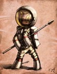 anthro astronaut female mars melee_weapon polearm solo spacesuit spear weapon lordgood hasbro my_little_pony fan_character equid equine horse mammal pony 2015 hi_res