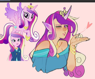 armor art_program_in_frame bent_arm blonde_hair blowing_kiss blue_clothing blue_shirt blue_suit blue_topwear bracelet breasts brown_line_art clothed clothed_female clothed_humanoid clothing curly_hair cutie_mark eyebrows eyelashes feathered_wings feathers female female_feral female_humanoid feral fur hair horn horse_ears jewelry long_hair mane multicolored_hair multicolored_mane not_furry_focus peytral pink_background pink_body pink_ears pink_fur pink_hair pink_horn princess purple_eyebrows purple_hair royalty sabatons shirt simple_background solo suit tan_body tan_skin topwear unicorn_horn wings yellow_bracelet feeniroir equestria_girls friendship_is_magic hasbro my_little_pony mythology princess_cadance_(eg) princess_cadance_(mlp) equid equine horned_humanoid humanoid mammal mythological_creature mythological_equine winged_unicorn winged_unicorn_humanoid 2022 colored_line_art digital_drawing_(artwork) digital_media_(artwork) english_description flat_colors reference_image