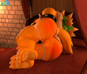 anthro anus armband bed bedroom big_butt blushing_butt butt claws clothing furniture hair horn huge_butt jockstrap lying lying_on_bed male muscular muscular_male on_bed on_side rear_view red_hair scales shell sleeping solo tail tan_body tan_scales underwear wall_(structure) white_claws yellow_body yellow_scales albalbalb mario_bros nintendo bowser koopa scalie 2025 3d_(artwork) digital_media_(artwork) hi_res watermark