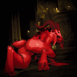 all_fours anthro anus butt female fur genitals hooves horn looking_at_viewer presenting presenting_hindquarters red_body red_fur seductive solo tail tongue tongue_out vulva silentowl sladdoska_(modeler) chert_(sladdoska) bovid caprine goat mammal 1:1 3d_(artwork) 3d_animation animated cel_shading digital_media_(artwork) hi_res loop shaded short_playtime sound video
