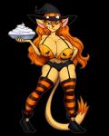 anthro big_breasts breasts cleavage clothed clothing female holidays huge_breasts skimpy smile solo riddleaugust halloween domestic_cat felid feline felis mammal 2016 4:5 alpha_channel hi_res