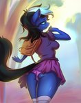 anthro blue_inner_ear_fluff bottomwear butt clothed clothing female furgonomics hair inner_ear_fluff skirt solo tail tail_through_skirt tuft underwear prisma6 hasbro my_little_pony fan_character equid equine horse mammal pony hi_res