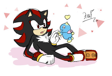 anthro male open_mouth solo krazyelf sega sonic_the_hedgehog_(series) shadow_the_hedgehog chao_(sonic) eulipotyphlan hedgehog mammal 2013 flat_colors tagme