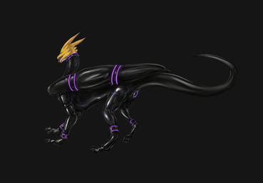 ankle_cuffs bdsm bodysuit bondage bondage_gear bound buttplug claws clothing cuff_(restraint) feral gold_scales horn latex latex_bodysuit latex_clothing latex_skinsuit male male_feral plug_(sex_toy) restraints sex_toy simple_background skinsuit snout solo tail text tight_clothing tongue tongue_out wingbinders xiabottor mythology dragon mythological_creature mythological_scalie scalie absurd_res hi_res