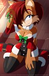 accidental_holly anthro big_breasts boots breasts brown_body brown_fur cleavage clothed clothing costume female fireplace footwear fur hair holidays holly_(plant) inside legwear lidded_eyes plant red_hair santa_costume shoes smile solo thigh_highs kojiro-brushard archie_comics christmas sega sonic_the_hedgehog_(archie) sonic_the_hedgehog_(comics) sonic_the_hedgehog_(series) sally_acorn chipmunk ground_squirrel mammal rodent sciurid 2021 hi_res