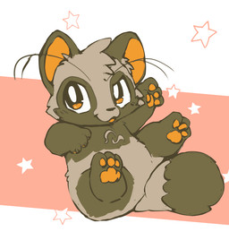 black_nose brown_body brown_fur chibi fur kemono multicolored_body multicolored_fur pawpads paws simple_background sitting solo two_tone_body two_tone_fur tooboe_huusuke canid canine mammal raccoon_dog tanuki 2020