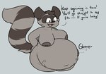 abdominal_bulge after_vore anthro belly big_belly big_breasts big_nipples big_tail bloated blush blush_lines breasts dialogue digestion_noises duo female forced huge_belly huge_breasts imminent_digestion markings nipples obese overweight paw_imprint raised_tail sagging_breasts striped_markings striped_tail stripes tail tail_markings teasing unwilling_prey vore conditional_dnp verdantphysician lily_(verdantphysician) mammal procyonid raccoon hi_res