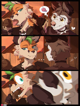 anthro bodily_fluids dessert duo ear_piercing facial_piercing food ice_cream male male/male nose_piercing piercing tears lumii i_think_i_like_you jax_(i_think_i_like_you) zeb_(i_think_i_like_you) american_opossum canid canine fox mammal marsupial red_fox true_fox 3:4 absurd_res comic hi_res