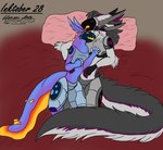 4_ears anthro claws cuddling duo ear_tuft female fur fur_markings grey_body grey_fur machine male male/female markings multi_ear protogen_armor protogen_visor sleeping sleeping_together tail tired tuft white_body white_fur hunamarts inktober mizu_(protogen) shizuka(protogen) protogen 2024