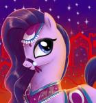 abstract_background blue_eyes blue_hair bridle clothing female feral fur hair jewelry long_hair looking_at_viewer pink_body pink_fur solo star adlynh friendship_is_magic hasbro my_little_pony saddle_arabian_(mlp) amira_(mlp) equid equine horse mammal pony 2013 absurd_res half-length_portrait hi_res portrait