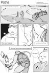 dialogue male text ruran teenage_mutant_ninja_turtles usagi_yojimbo leonardo_(tmnt) miyamoto_usagi lagomorph leporid mammal rabbit reptile scalie turtle 2:3 comic english_text hi_res monochrome