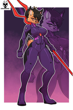 accessory amber_eyes anthro big_breasts black_body black_fur black_hair bodysuit breasts brown_body brown_fur clothing female fur hair hair_accessory hairpin holding_melee_weapon holding_object holding_polearm holding_spear holding_weapon looking_at_viewer melee_weapon multicolored_body multicolored_bodysuit multicolored_clothing multicolored_fur multicolored_skinsuit plugsuit polearm skinsuit solo spear spear_of_longinus tail thick_thighs tight_clothing two_tone_body two_tone_fur weapon rondonite archie_comics neon_genesis_evangelion sega sonic_the_hedgehog_(archie) sonic_the_hedgehog_(comics) sonic_the_hedgehog_(series) iron_nicole nicole_the_lynx felid feline lynx mammal 2026 absurd_res hi_res