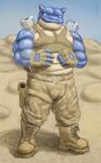 anthro belly belly_rub belt biceps big_belly blue_sky boots camo clothing desert dirt dust footwear gloves gun handwear male military musclegut muscular muscular_anthro muscular_male pecs ranged_weapon rock sand shoes sky smile smirk solo standing thigh_holster weapon tjloog nintendo pokemon brox_(drivergamer127) blastoise generation_1_pokemon pokemon_(species) reptile scalie 2018 5:8 absurd_res hi_res sketch