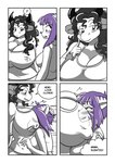 anthro belly belly_rub big_belly big_breasts breasts duo female hair intersex intersex/female nipples purple_hair purple_nipples lady_drasami drasami eabha bovid bovine felid feline mammal absurd_res digital_media_(artwork) hi_res