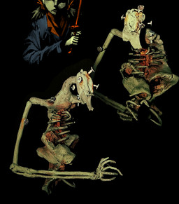 ambiguous_gender blood bodily_fluids body_horror clothing duo emaciated female fingers gore hair holding_melee_weapon holding_object holding_sword holding_weapon horror_(theme) impalement jacket melee_weapon nail_(weapon) not_furry pigtails ribs sword topwear weapon wounded plastiboo human humanoid mammal monster digital_media_(artwork) hi_res sculpture_(artwork) traditional_media_(artwork)