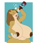 anthro areola big_breasts bottle breasts container drunk eyebrows female genitals huge_breasts hyper hyper_breasts nipple_dip nipples nude open_mouth pussy simple_background solo substance_intoxication tongue tongue_out conditional_dnp suirano nintendo pokemon sandpancake generation_1_pokemon pokemon_(species) sandslash 2020 hi_res