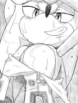 ambiguous_gender anthro black_nose blush blush_lines bodily_fluids clothing front_view lidded_eyes looking_at_viewer pupils quills_(anatomy) solo sweat teeth tight_clothing toothy_grin undressing unzipped unzipped_bodysuit zipper kalk427 sega sonic_the_hedgehog_(series) sonic_the_hedgehog eulipotyphlan hedgehog mammal monochrome sketch male_(lore)