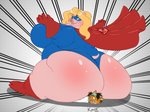 big_breasts big_butt breasts butt butt_crush cape clothing costume crush dominant dominant_female female huge_butt hyper hyper_butt male male/female overweight overweight_female solo superhero superhero_costume kazecat dr._ham lady_oink domestic_pig mammal suid suine sus_(pig) yorkshire_pig