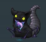 2015 ambiguous_gender baby_breather black_background black_body black_eyes black_fur black_skin bodily_fluids claws drooling feral fur looking_at_viewer monster open_mouth purple_body purple_scales rorix saliva scales simple_background solo themiles yellow_sclera