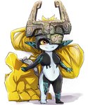 armor breasts featureless_breasts female hair hair_hand headgear helmet humanoid_pointy_ears not_furry orange_eyes orange_hair pointy_ears short_stack simple_background smile solo white_background yellow_sclera dagasi nintendo the_legend_of_zelda twilight_princess midna humanoid twili 5:6 hi_res