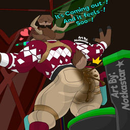 anthro antlers bathroom bottomwear candy candy_bar clothing dessert diarrhea feces food harness heart_symbol horn male pants pooping public_restroom soiling soiling_bottomwear soiling_pants solo sweater toilet topwear conditional_dnp notkastar epic_games fortnite dolph_(fortnite) 1:1