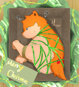 balls barely_visible_balls barely_visible_genitalia bdsm bondage bound genitals male restricted ribbons text darrow0 nintendo pokemon yuel generation_2_pokemon pokemon_(species) quilava absurd_res english_text hi_res