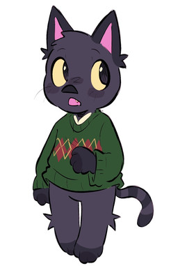 :o ambiguous_gender anthro argyle_(pattern) argyle_clothing argyle_sweater argyle_topwear big_eyes big_nose black_body black_ears black_fur black_legs black_paws black_stripes black_tail bottomless chibi clothed clothing eyebrows fangs featureless_crotch fur green_clothing green_sweater green_topwear leg_tuft long_sleeves looking_away markings open_mouth oversized_clothing oversized_sweater oversized_topwear pantsless pattern_clothing pattern_sweater pattern_topwear pink_inner_ear pupils raised_eyebrows round_eyes simple_background sleeves_past_wrists slight_blush solo standing striped_markings striped_tail stripes sweater tail tail_markings teeth topwear tuft white_background wide_eyed yellow_eyes yellow_sclera izzy-paw animal_crossing nintendo kiki_(animal_crossing) domestic_cat felid feline felis mammal 2026 colored_sketch digital_media_(artwork) hi_res sketch female_(lore)