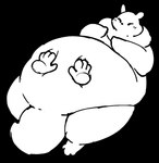 anthro belly belly_play belly_rub big_belly blush blush_lines chubby_cheeks disembodied_hand double_chin huge_belly lying obese on_back overweight semi-anthro tail thick_tail rain_world videocult slugcat animated hi_res short_playtime