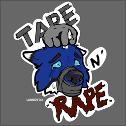 anthro bodily_fluids border crying duct_tape forced gag grey_border questionable_consent rape sex solo tape tape_gag tears wide_eyed loonertick bloudin_(whatisdamatter) canid canine mammal 1:1 absurd_res hi_res