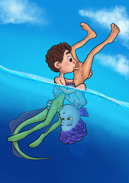 69_position balls duo fellatio genitals male male/male oral penile penis sex shota split_form water young young_on_young odinboy666 disney luca_(pixar) pixar alberto_scorfano luca_paguro aquatic humanoid merfolk absurd_res hi_res