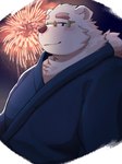 anthro asian_clothing clothed clothing east_asian_clothing eyewear fireworks glasses japanese_clothing kemono male night overweight overweight_male smile solo metaporin lifewonders tokyo_afterschool_summoners leib_(tas) bear mammal polar_bear ursine 2024 3:4 hi_res