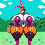 anthro big_breasts bodily_fluids breast_milking breasts bunny_costume camel_toe clothing costume egg fake_ears fake_rabbit_ears female footwear genital_fluids holidays huge_breasts lactating machine orange_body orange_eyes shoes solo tail vaginal_fluids jiqqy easter 7ig felid mammal pantherine robot tiger 1:1 absurd_res hi_res