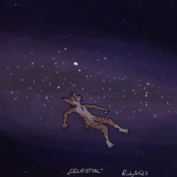 anthro claws cosmic_background countershade_face countershade_fur countershade_torso countershading floating fur male markings no_genitals nude open_mouth solo space spots spotted_body spotted_fur tan_body tan_fur tufted_ears white_paws ricky_arts inktober felid feline humanoid lynx mammal 1:1 2023