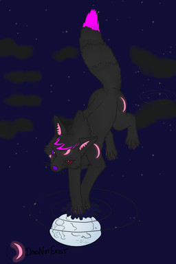 black_body black_fur female feral fur heterochromia moon doesnotexist xujintsguardian the_zephyrian_legacy lunious canid canine fox lunar_fox mammal 2:3 absurd_res hi_res