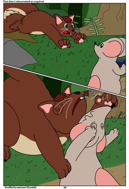 berry dirt_road duo feral food forest forest_background fruit fumbling grass green_eyes male plant tail tree whiskers wood lizarddude812 sunshine_(lizarddude812) american_red_squirrel mammal mouse murid murine pine_squirrel rodent sciurid tree_squirrel comic hi_res