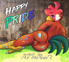 anthro anus balls butt genitals lgbt_pride male nude pride_colors solo tail text vincian_pride_colors zaryuzu_73 lgbt_pride_month fern_(zaryuzu_73) avian bird chicken galliform phasianid digital_media_(artwork)