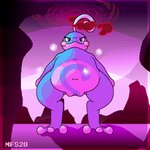 clitoris dynamax female feral genitals looking_at_viewer looking_down macro navel purple_background pussy red_clouds red_eyes simple_background solo sparkles standing matchesyashi nintendo pokemon amphibian frog generation_2_pokemon pokemon_(species) politoed shiny_pokemon 1:1 2020